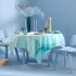Linge de table lin & coton lavé 150 g/m² imprimé bleu vert Aqua mineral
