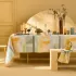 Table linen set 100% cotton jacquard pattern green orange Mille galets terre cuite
