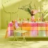 Table linen set 100% cotton jacquard pattern pink green Mille sources berlingot