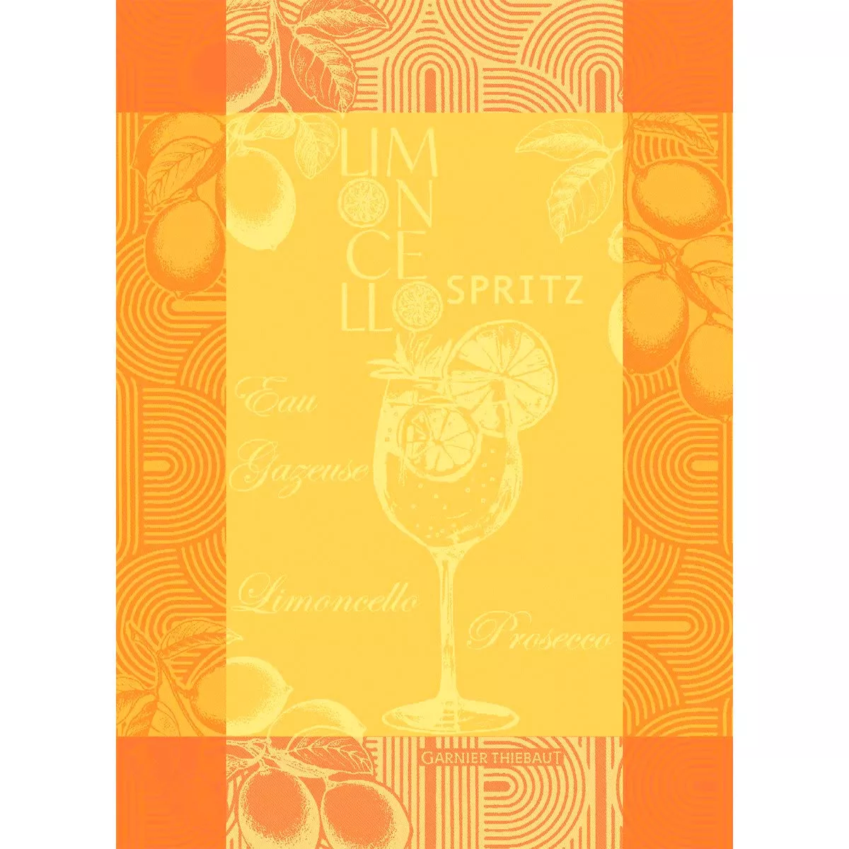 Kitchen towel 100% cotton jacquard pattern orange yellow Limoncello spritz soleil