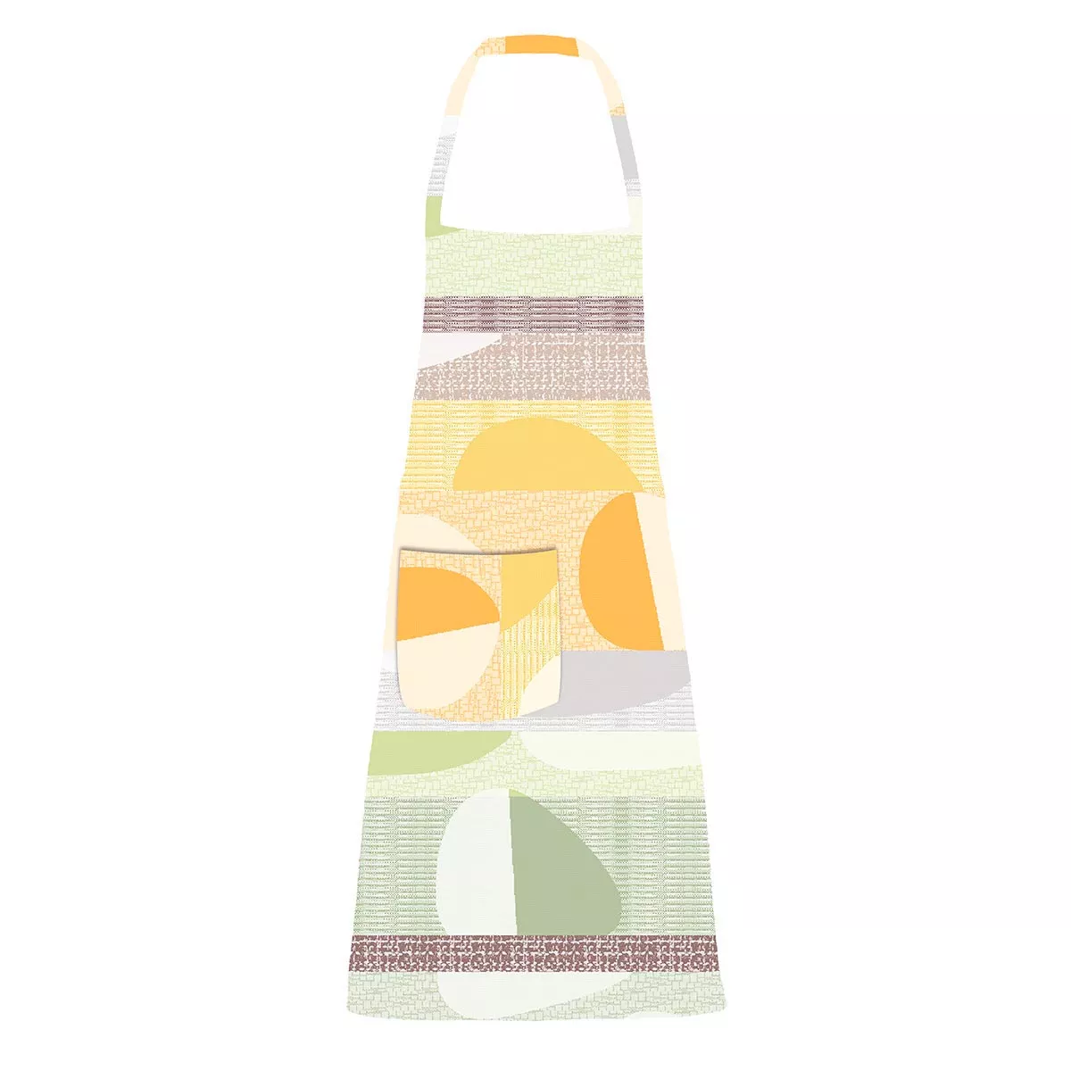 Apron 100% cotton coated jacquard pattern orange green Mille galets terre cuite