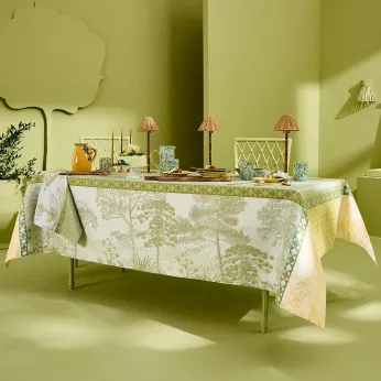 Nappe pur coton antitache 220 g/m² motif jacquard vert Le sud vert