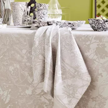 Serviette reine baumwolle 220 g/m² jacquard-muster beige Mille esprit jardins chanvre