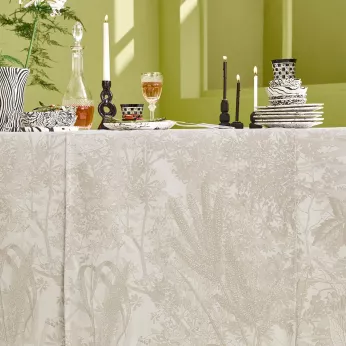 Table runner 100% cotton 220 gsm jacquard pattern beige Mille esprit jardins chanvre