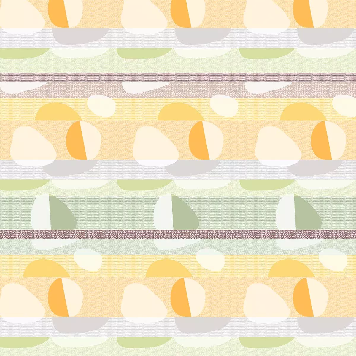 Nappe sur mesure pur coton enduit 205 g/m² motif jacquard orange vert Mille galets terre cuite