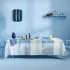 Tablecloth 100% cotton 220 gsm jacquard pattern blue green Mille textures bleu