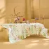 Nappe lin & coton lavé 150 g/m² imprimé rose vert Rosee du matin printemps