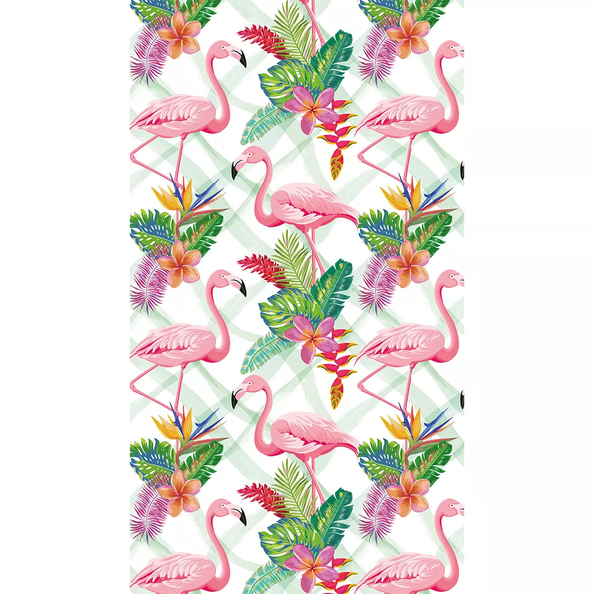 Fouta 100% cotton 350 gsm printed pink green Flamants tropiques