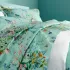 Flat sheet cotton sateen 115 gsm printed green blue Le printemps azur