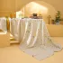 Table linen set linen & cotton prewashed 150 gsm printed yellow beige Daisy chanvre