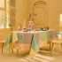 Linge de table pur coton motif jacquard rose jaune Mille empreintes pastel