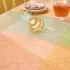 Tablecloth 100% cotton coated 205 gsm jacquard pattern pink yellow Mille empreintes pastel