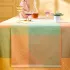 Table runner 100% cotton 205 gsm jacquard pattern pink yellow Mille empreintes pastel