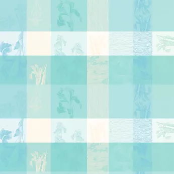 Maßgeschneiderte tischdecke reine baumwolle beschichtet 220 g/m² jacquard-muster blau beige Mille iris d'eau aqua