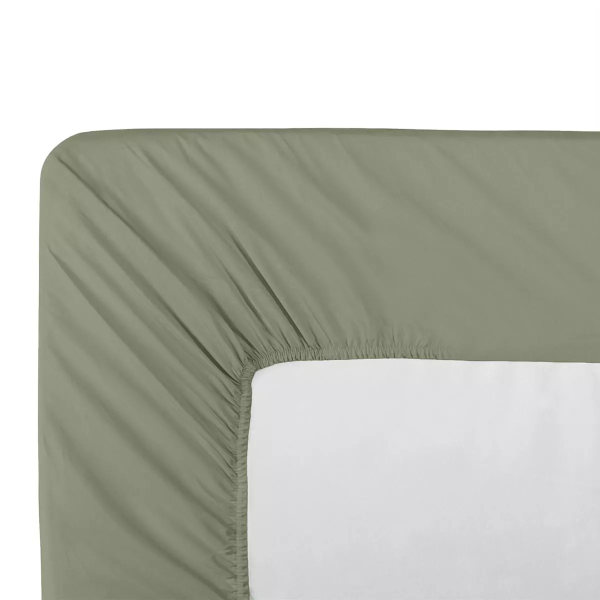 40cm cup fitted sheet cotton percale plain green La percale francaise verde