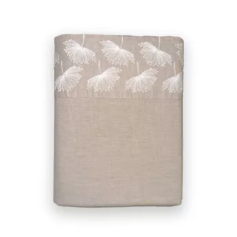Bettlaken reine baumwolle vorgewaschen tissé teint brodé beige Brise d'ete naturel