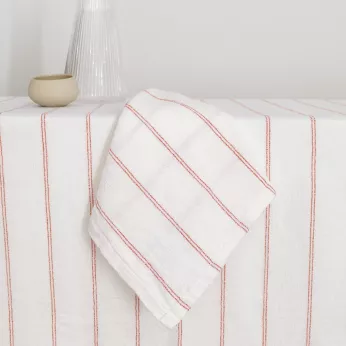 Serviette reine baumwolle vorgewaschen jacquard-muster weiß orange Rimini terracotta