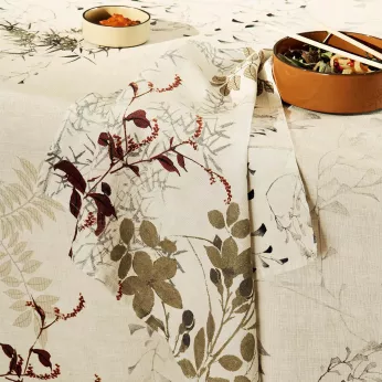 Serviette halbleinen vorgewaschen 150 g/m² bedruckt beige Bambous parchemin