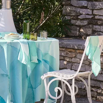 Serviette lin & coton lavé 150 g/m² imprimé bleu vert Aqua mineral