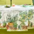 Chemin de table lin & coton lavé 190 g/m² imprimé vert marron Jardin provencal olive