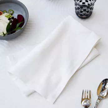 Serviette pur coton 220 g/m² motif jacquard blanc Le cercle blanc