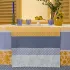 Chemin de table pur coton 220 g/m² motif jacquard bleu jaune Mille citrons provence