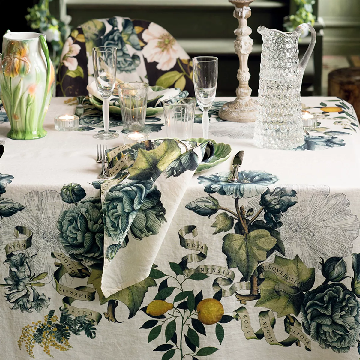 Napkin linen & cotton prewashed 190 gsm printed multicolor Giardino naturel