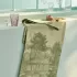 Chemin de table pur coton antitache motif jacquard vert Jardin spirituel olive
