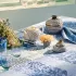 Serviette reine baumwolle jacquard-muster blau Mille rameaux bleu