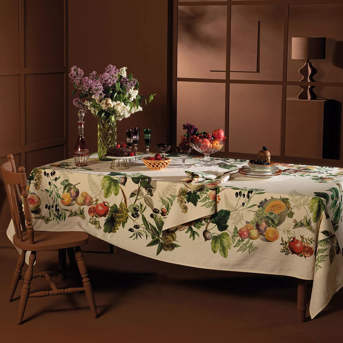 Napkin linen & cotton prewashed 190 gsm printed multicolor Abondance d'automne naturel