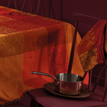 Napkin 100% cotton jacquard pattern orange red Mille senteurs epices