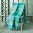 Chemin de table pur coton motif jacquard bleu vert Mille feuillages turquoise