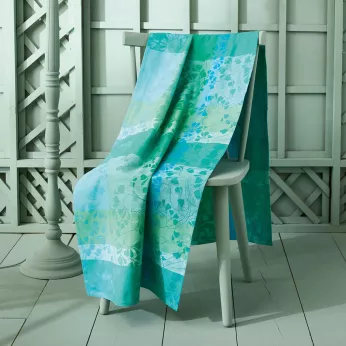 Tischläufer reine baumwolle jacquard-muster blau grün Mille feuillages turquoise