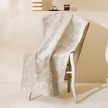 Tischläufer reine baumwolle jacquard-muster beige Mille ginkos naturel
