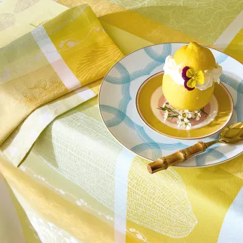 Serviette reine baumwolle jacquard-muster gelb grün Mille lieues aube