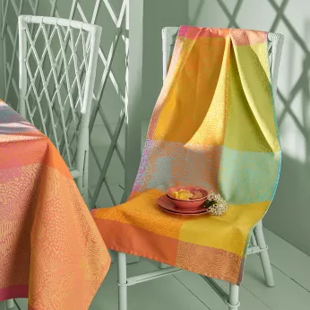 Tischläufer reine baumwolle jacquard-muster blau gelb orange Mille vagues exotique