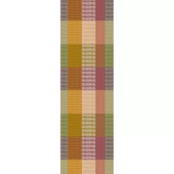 Chemin de table pur coton motif jacquard orange vert Mille halos prunus