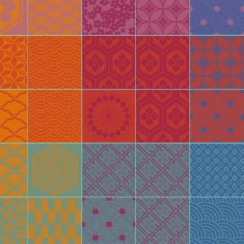 Serviette pur coton motif jacquard orange violet Mille hana floralies
