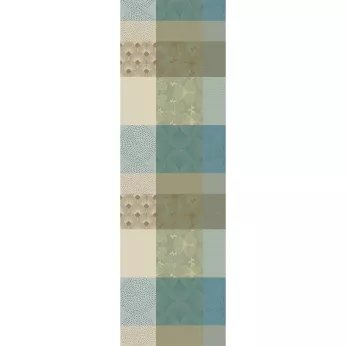 Table runner 100% cotton jacquard pattern beige blue Mille zen ecume