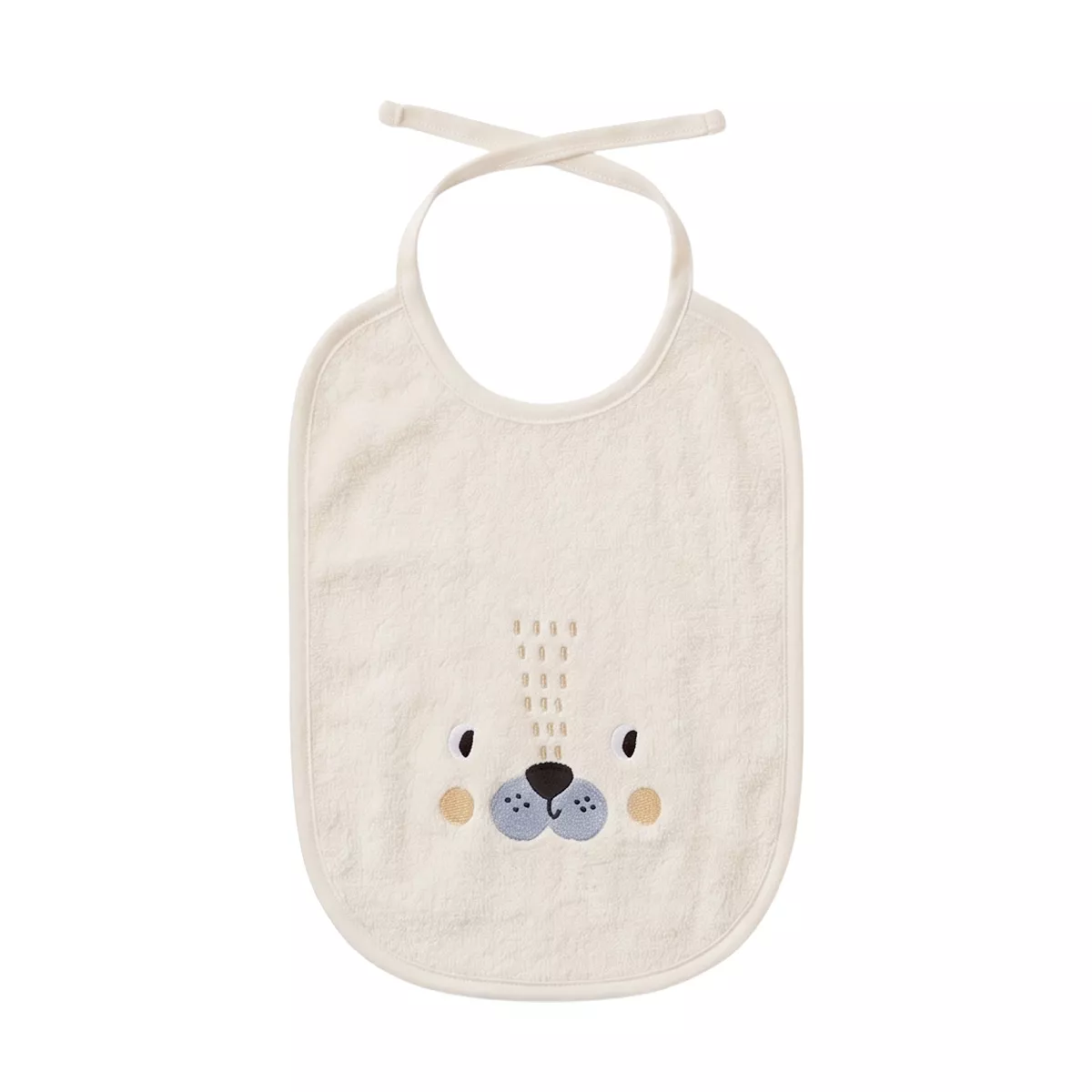 Bib children 100% cotton 420 gsm embroidered beige yellow Petit lion angora