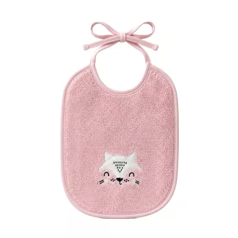 Bavoir enfant pur coton 420 g/m² brodé rose Petite renarde rose