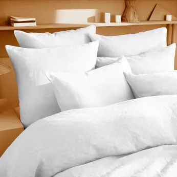 Taie d'oreiller pur lin lavé 165 g/m² uni blanc Le lin lave blanc