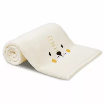 Shower towel children 100% cotton 500 gsm embroidered yellow beige Petit lion angora
