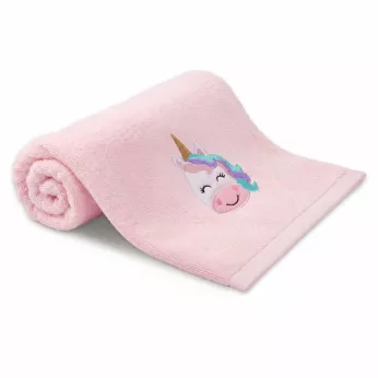 Drap de douche enfant pur coton 500 g/m² brodé rose Petite licorne rose