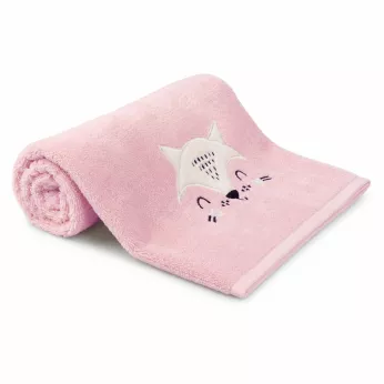 Duchtuch kinder reine baumwolle 500 g/m² bestickt rosa Petite renarde rose