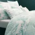 Flat sheet cotton percale printed blue Poesie aqua