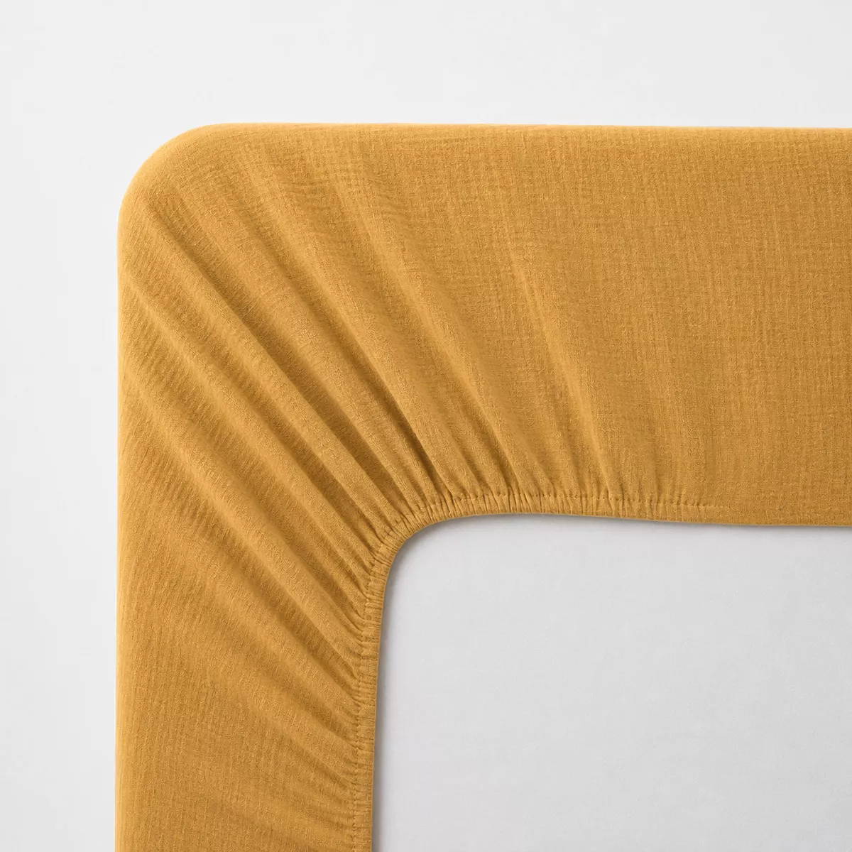 30cm cup fitted sheet cotton gauze prewashed plain yellow Malia curry
