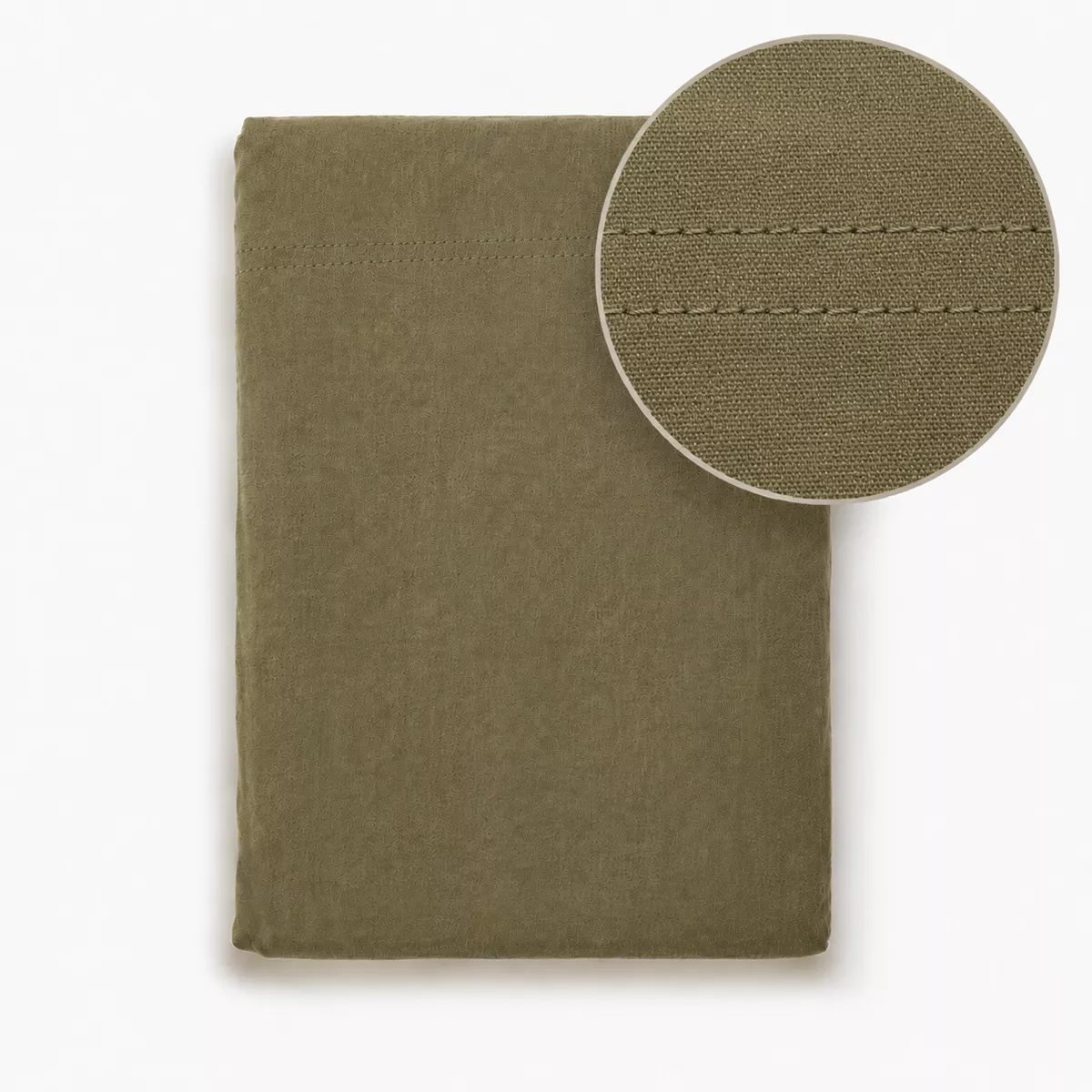 Flat sheet cotton gauze prewashed plain green Malia kaki