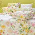 Taie d'oreiller percale de coton lavé 115 g/m² imprimé rose vert Souffle fleuri printemps