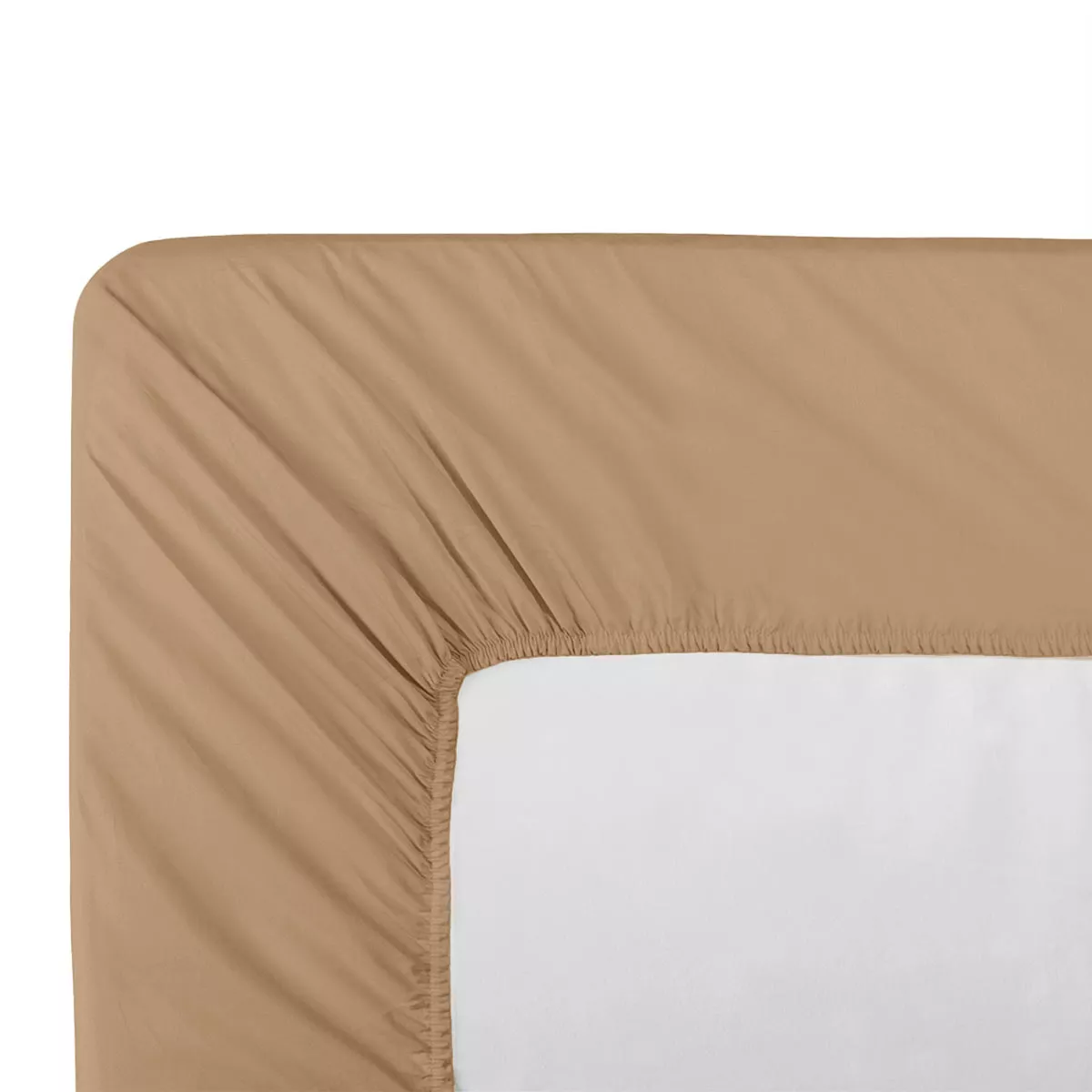 40cm cup fitted sheet cotton percale plain brown La percale caramel